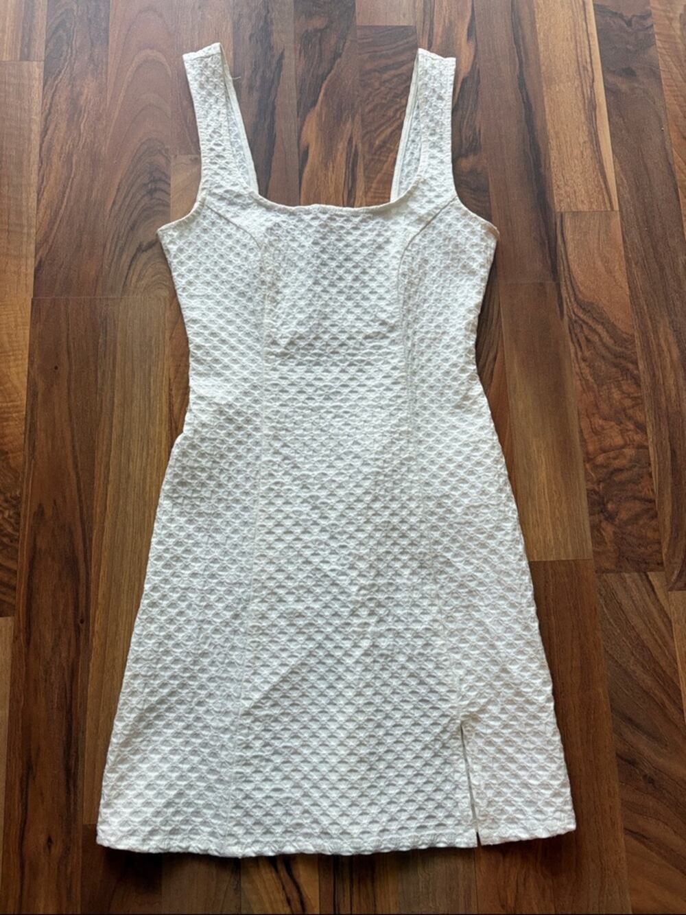 Urban Outfitters Woman’s White Textured Square-Neck Mini Dress Size XS